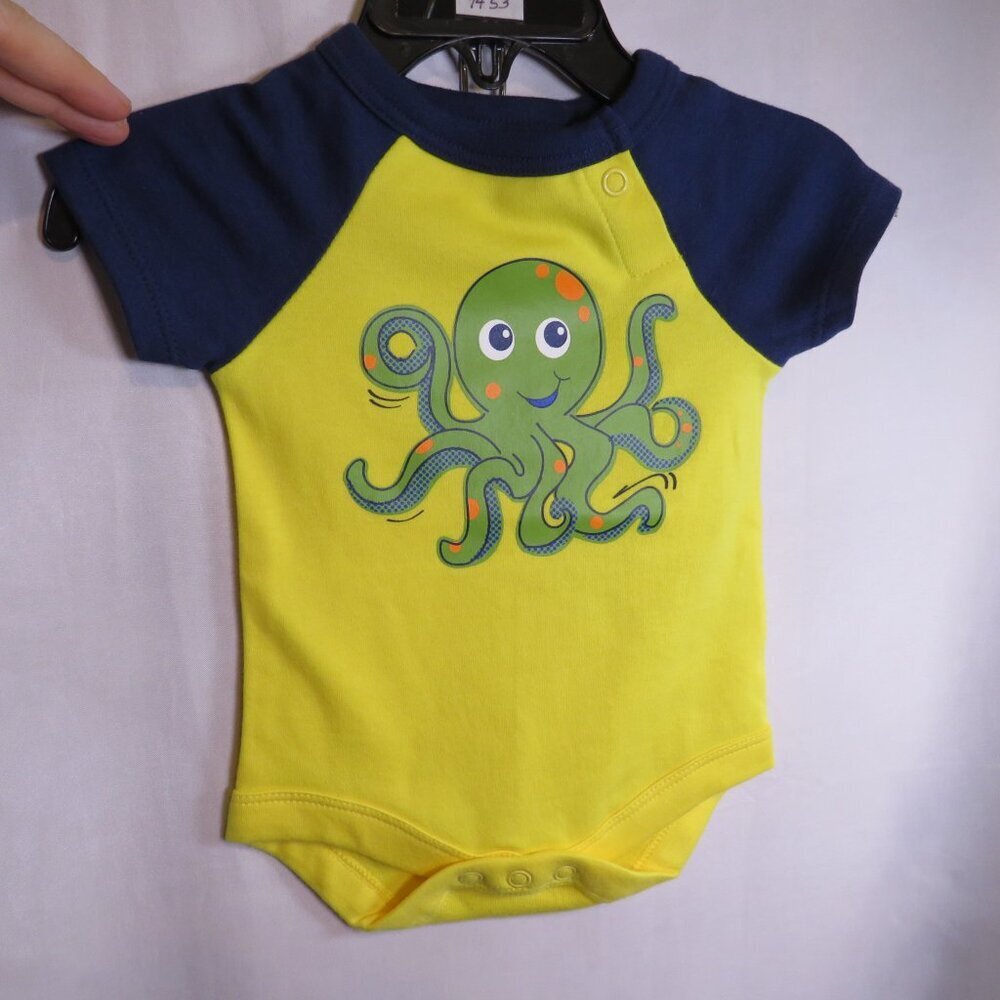 Baby Octopus Bodysuit Newborn 100% cotton Yellow & Navy